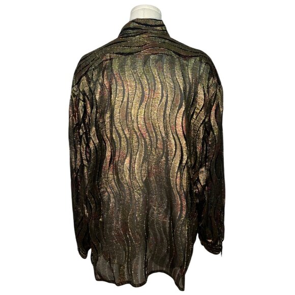 Vintage Escada By Margaretha Ley Metallic Blouse With Ruffle Detail Size 42 - Picture 3 of 6